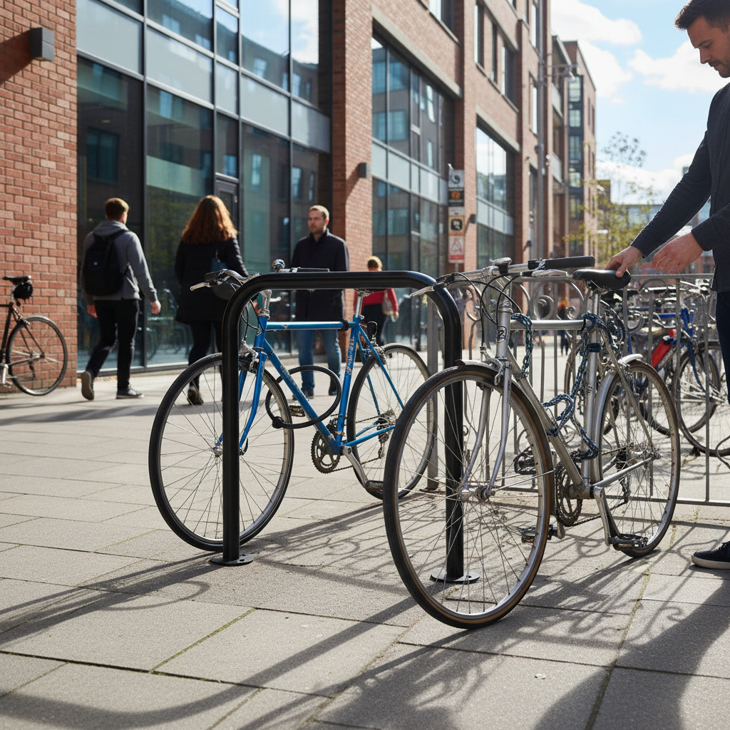 Premium Heavy Duty Sheffield Bike Stand - Modern Design, Hot Dip Galvanised for Corrosion... - side view | Barriers Co
