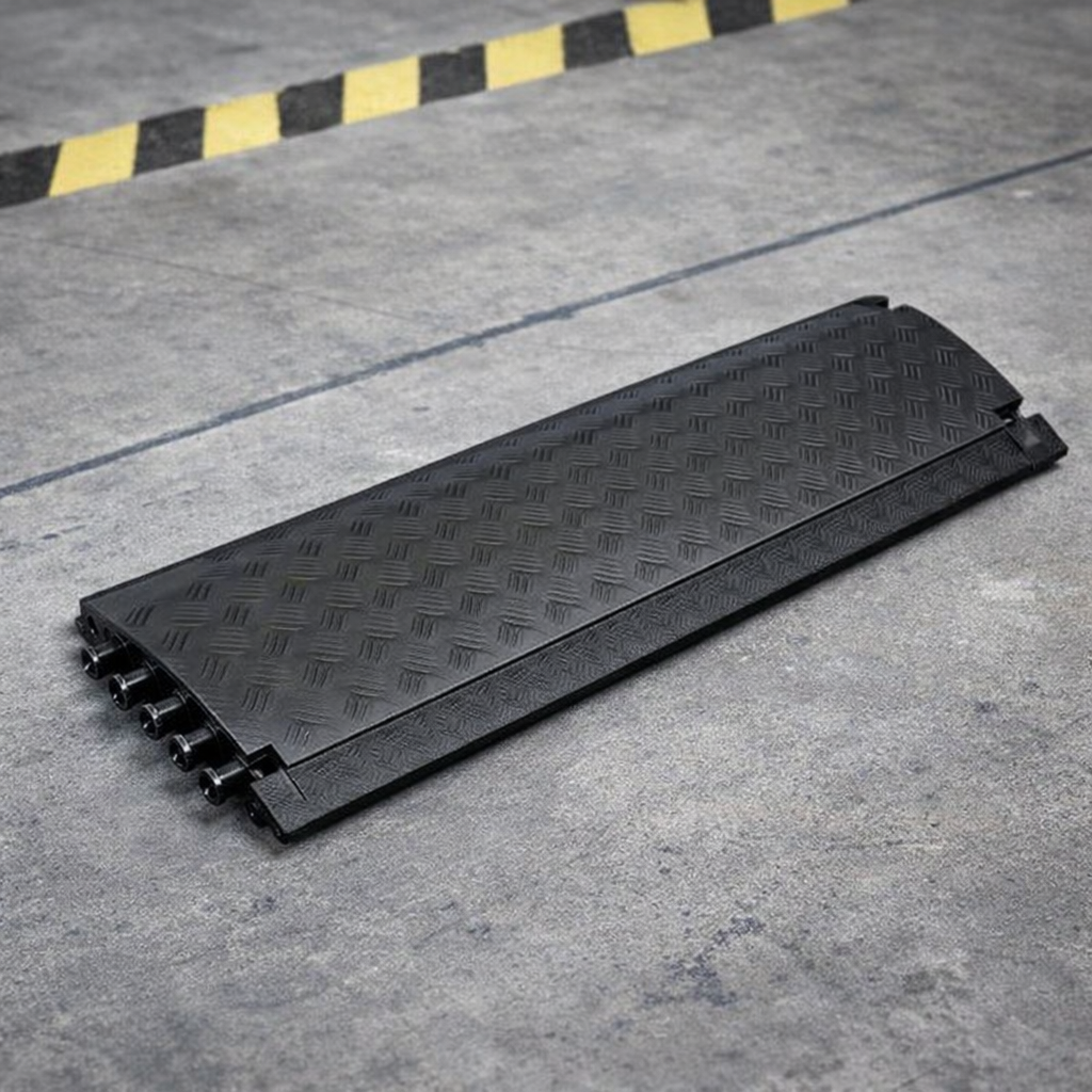 Cable Protector – Black – 6 Channels, 2000kg Capacity – Indoor/Outdoor Use