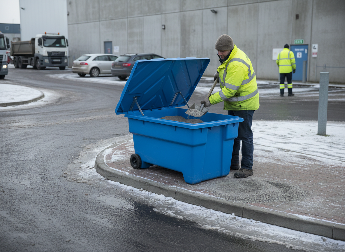 Premium 550 Litre Grit Bin for De-Icing Salt Storage with Durable Design and Forklift Mobility