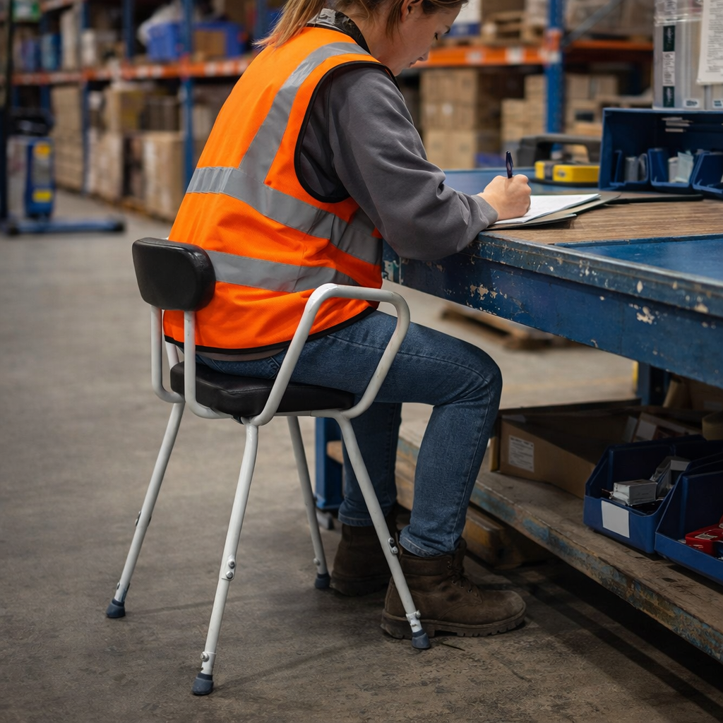 Perching Stool – Black – Height Adjustable & Durable – Indoor Use