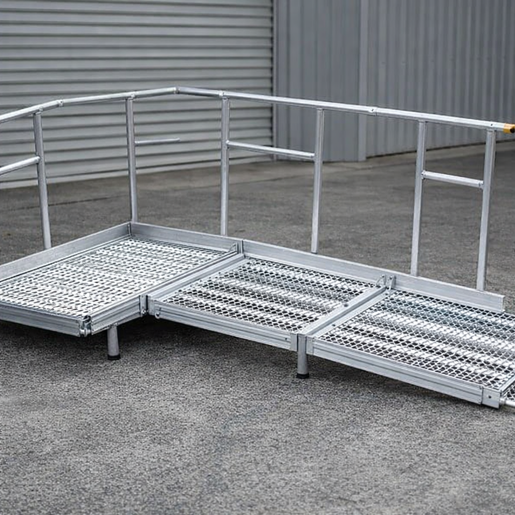 Aluminium Modular Ramp Kit – 900mm x 1000mm – With Platform & Handrails – Wheelchair & Mobility Scooter Access