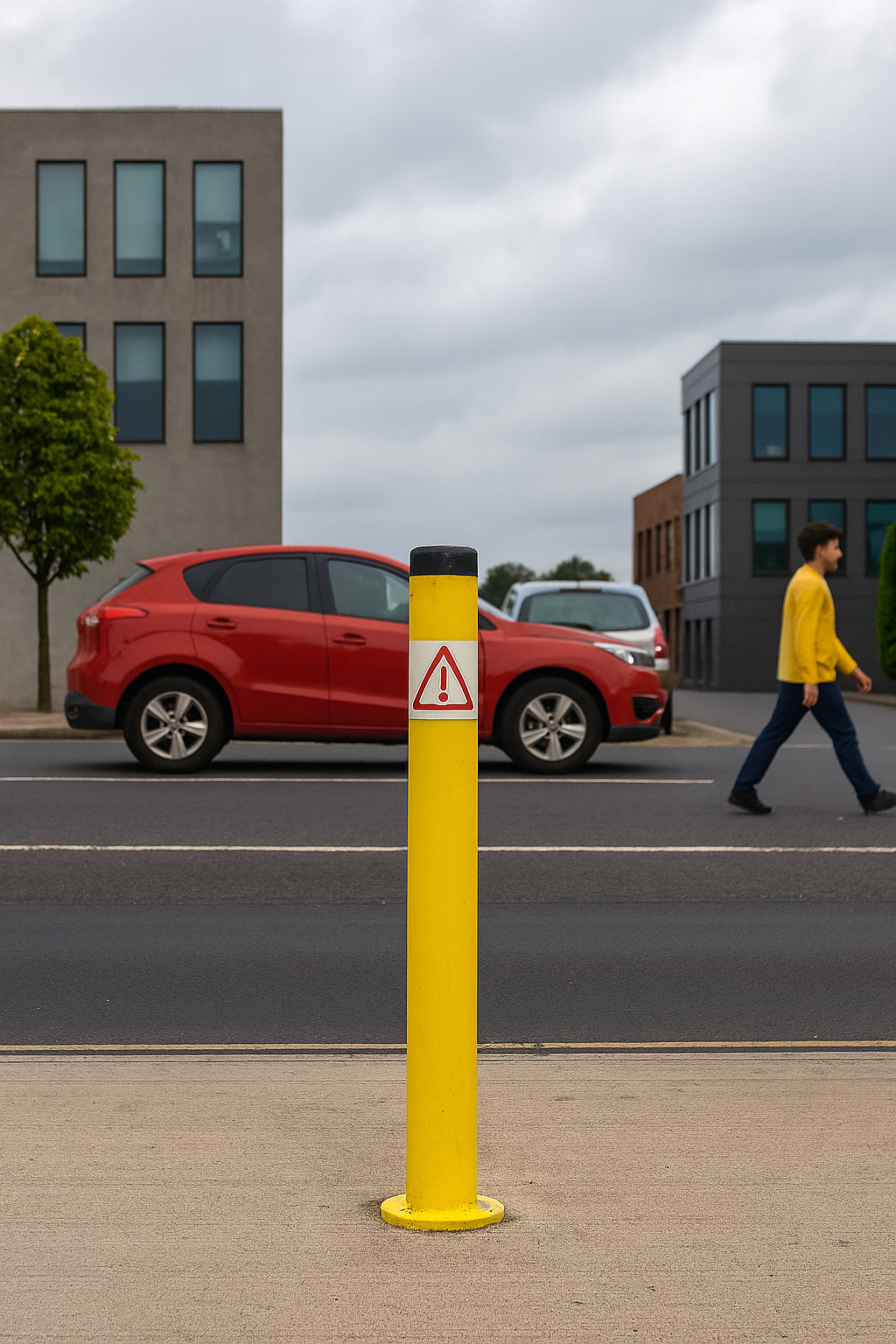 750mm Steel Fixed Bollard Post with Durable Plastic Cap 1