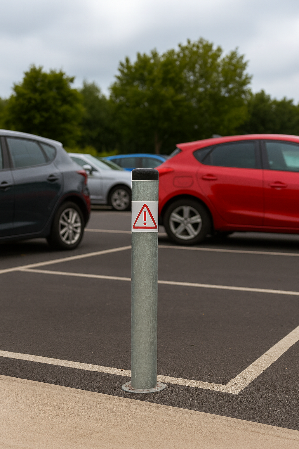 750mm Steel Fixed Bollard Post with Durable Plastic Cap 4