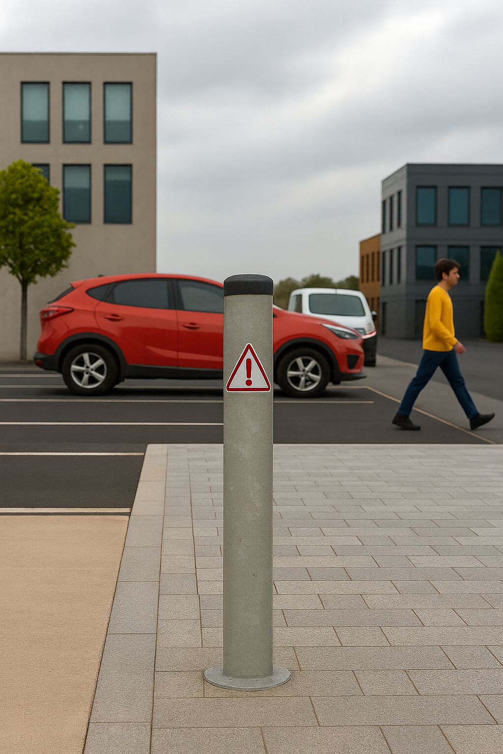 750mm Steel Fixed Bollard Post with Durable Plastic Cap 5