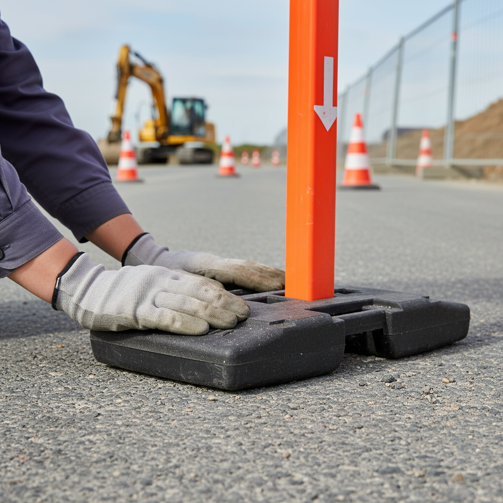 Premium Heavy Duty 25 kg Base Plate for Plastic Road Signs with Multiple Inserts and Carrying Handles