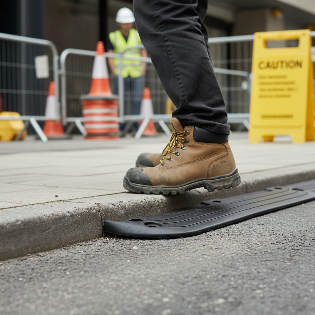 Premium Replacement Rubber Edge for Wheelchair Ramp with Four Clips - High-Quality Professional Grade for Industrial and Commercial Applications