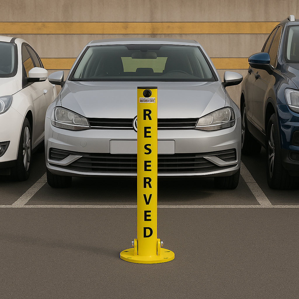 76mm Fold-Down Parking Post with Integral Lock & Chain Eyelet 4