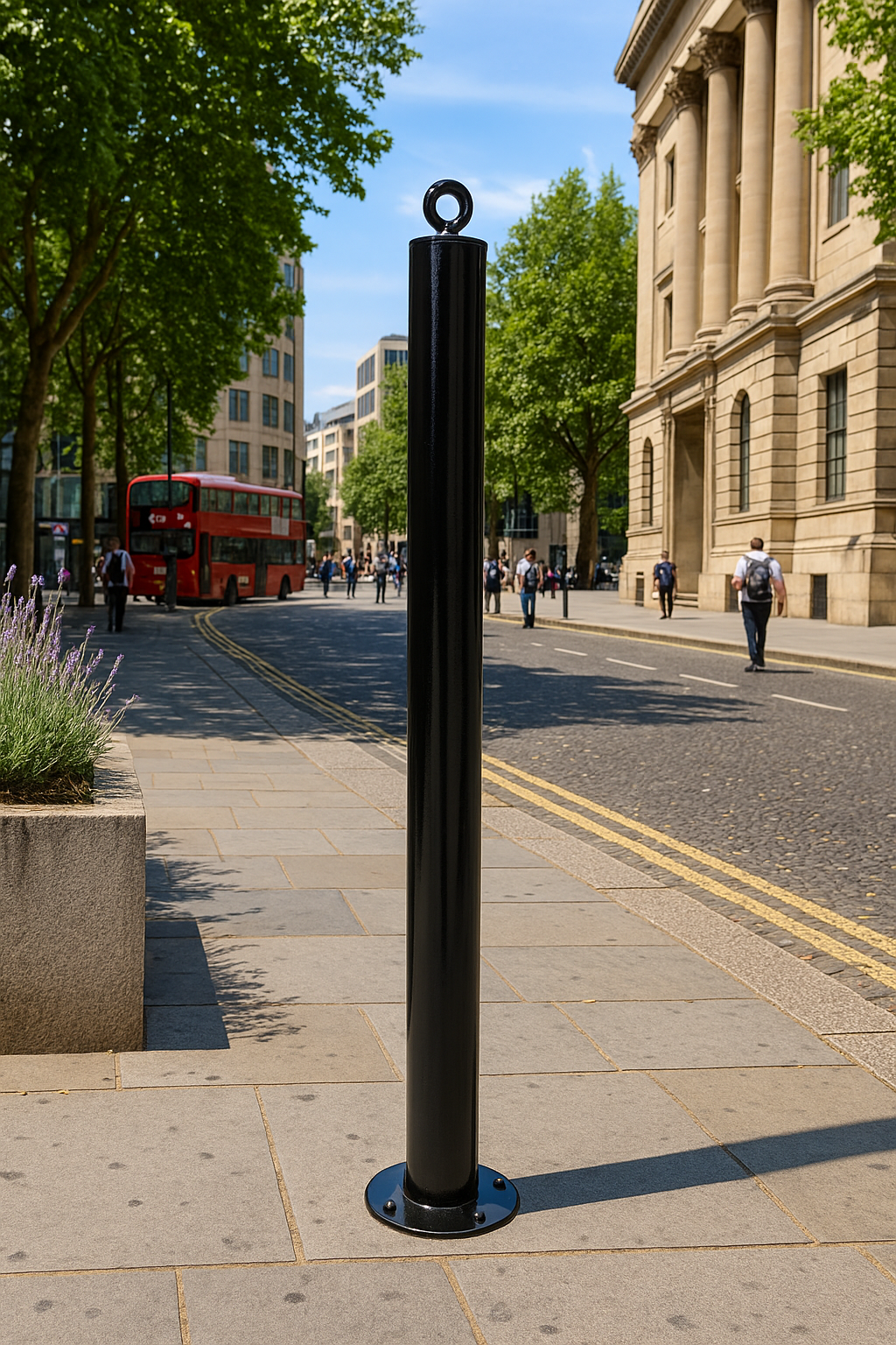 76mm Heavy-Duty Steel Bollard – Black Powder-Coated, Bolt-Down 2