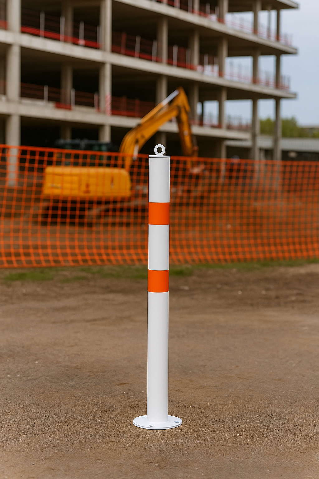 76mm Steel Bollard – White & Orange Bolt 2