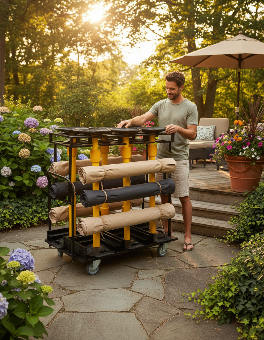 Premium Vertical Storage Cart for Outdoor Posts - Holds 10-12 Posts, Durable Design, Flat Packed for Easy Assembly