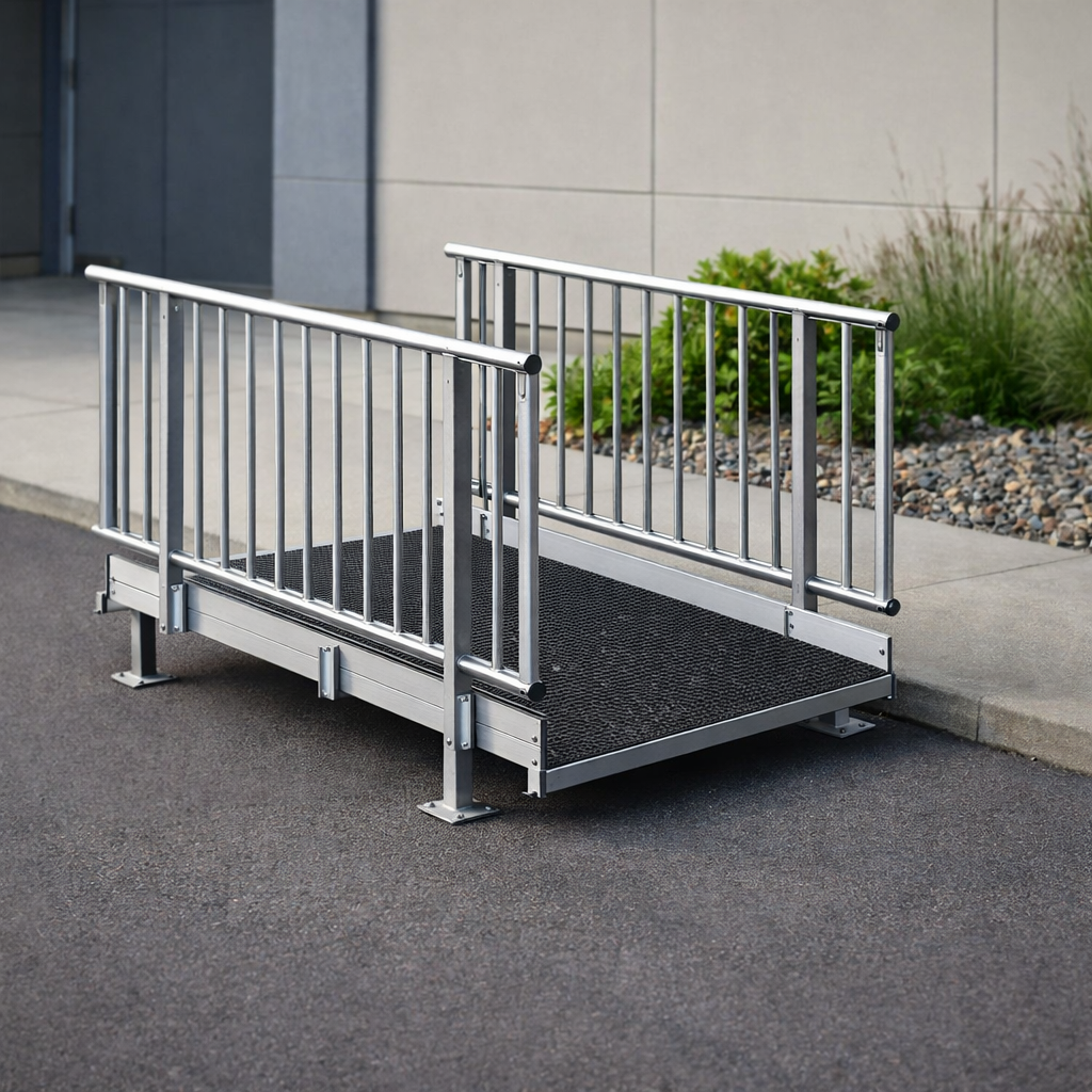 Modular Ramp System – 1500mm x 1900mm – Balustrade Handrails – Portable
