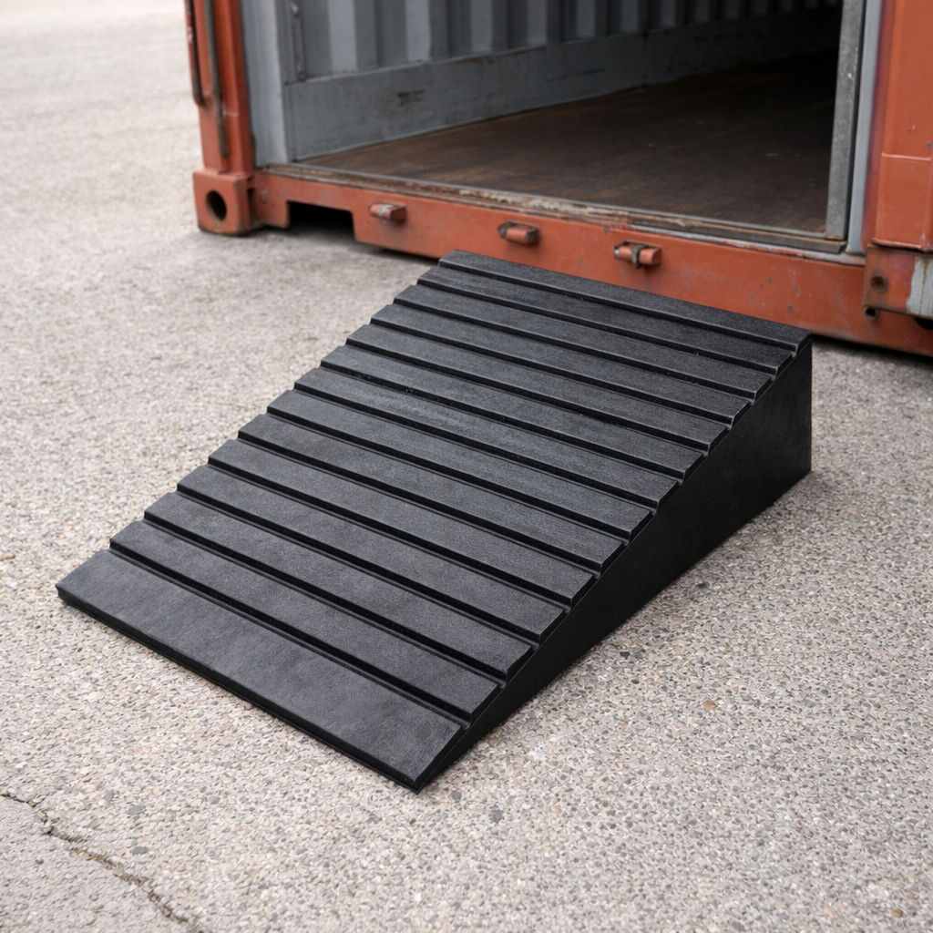 Rubber Container Ramps – 400mm Wide – Recycled Rubber – Temporary Use