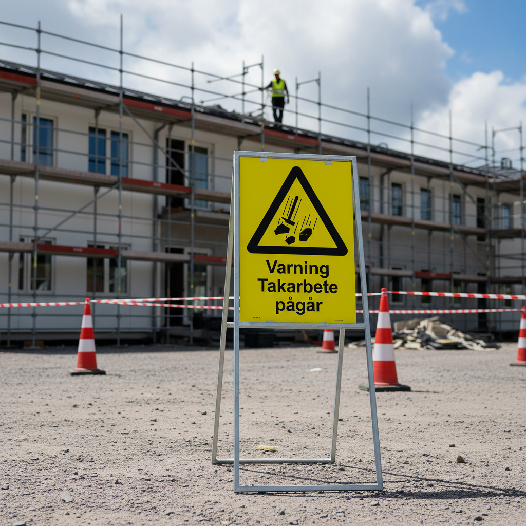 Premium Warning Sign for Roof Work - Durable Materials, Various Mounting Options, and Clear Visibility
