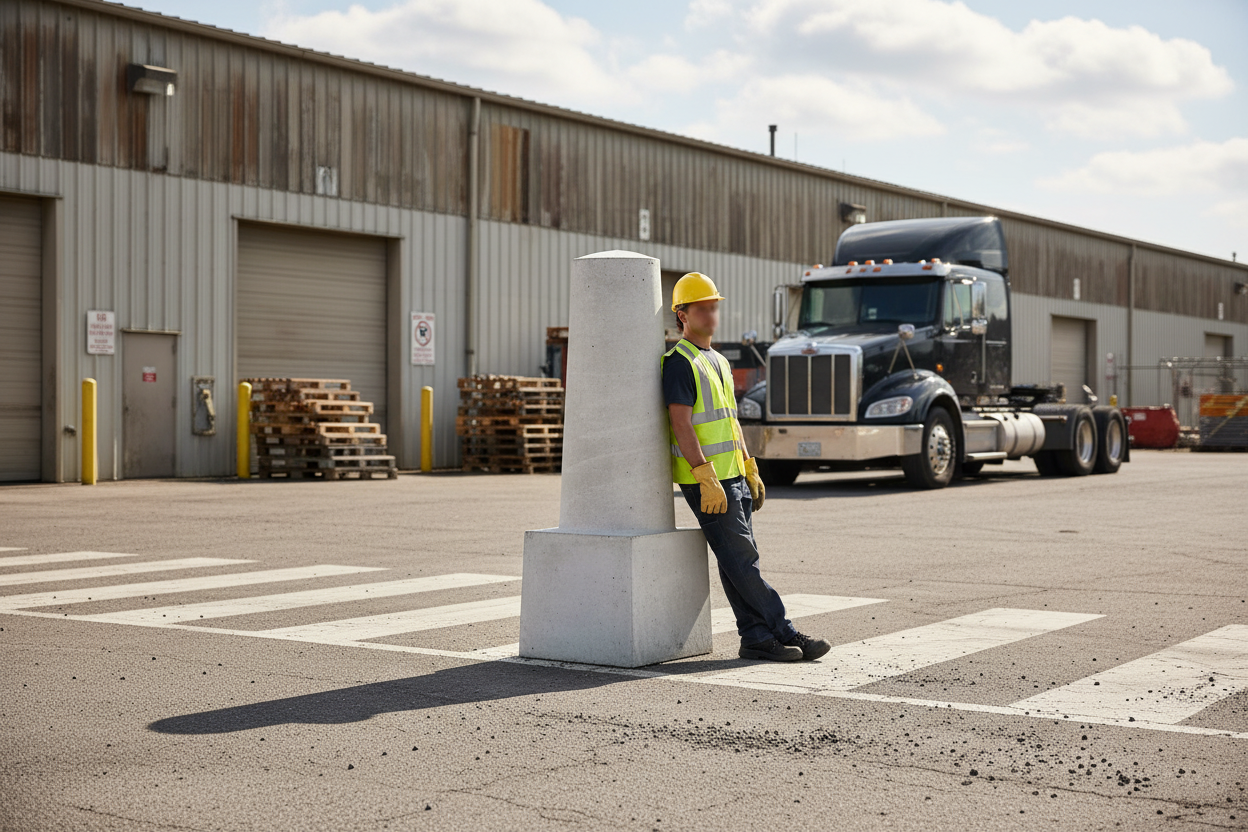 Premium Concrete Bollard for Enhanced Visibility and Safety with Impact Protection Features
