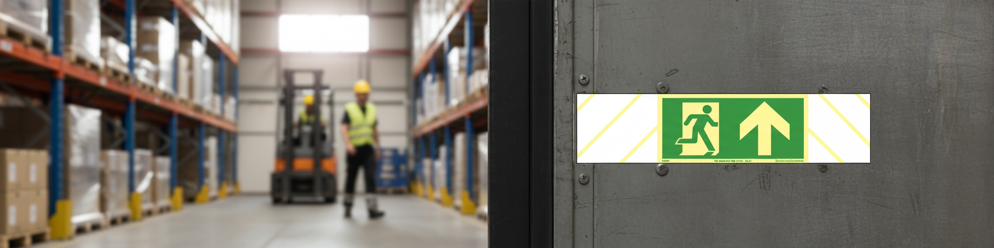 Premium Emergency Exit Sign with Glow-in-the-Dark Coating for Door Mounting and Compliance with ISO 7010 Standards