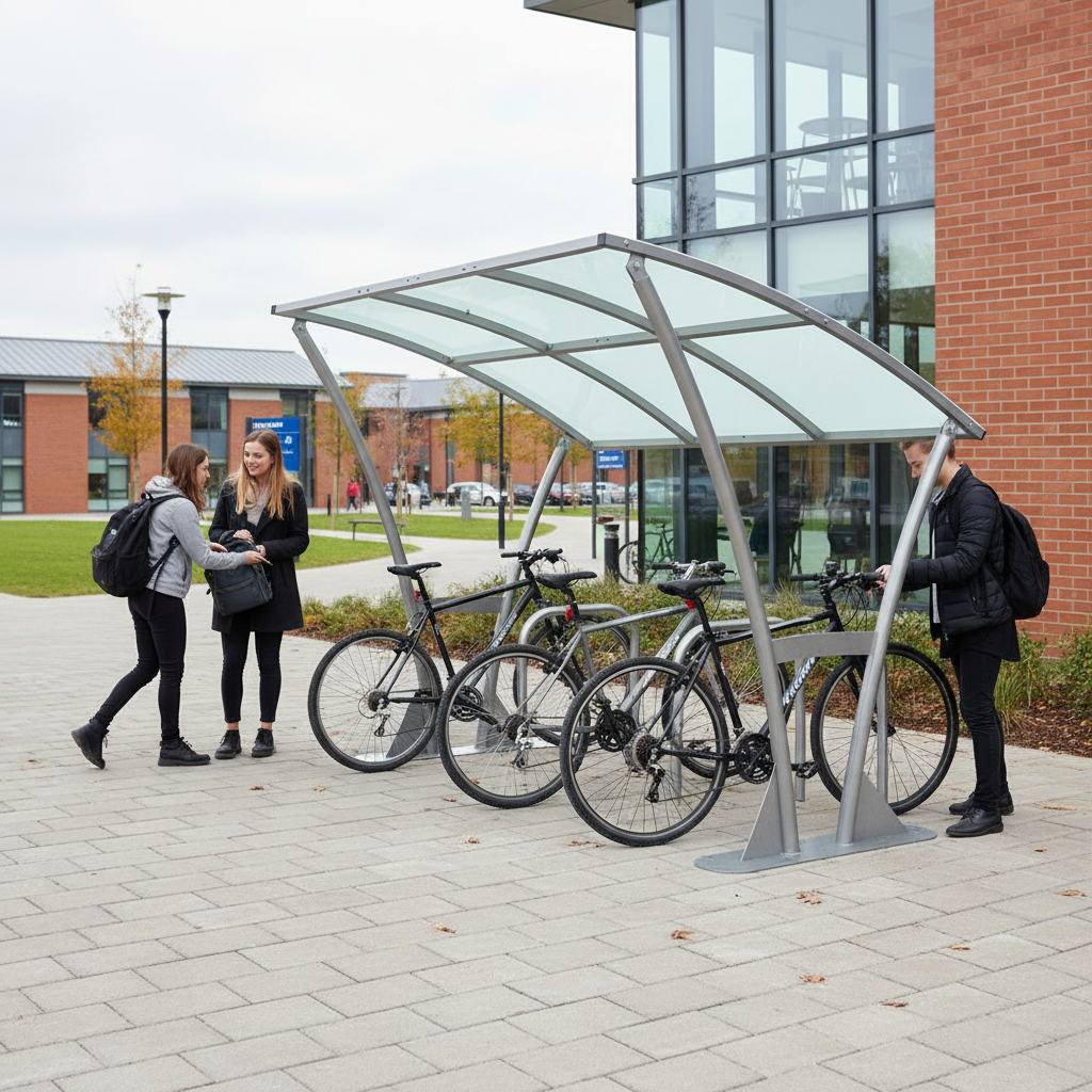 Premium Heavy Duty Bike Shelter with Galvanised Frame and Customizable Roof Options - 2m Deep,... - side view | Barriers Co