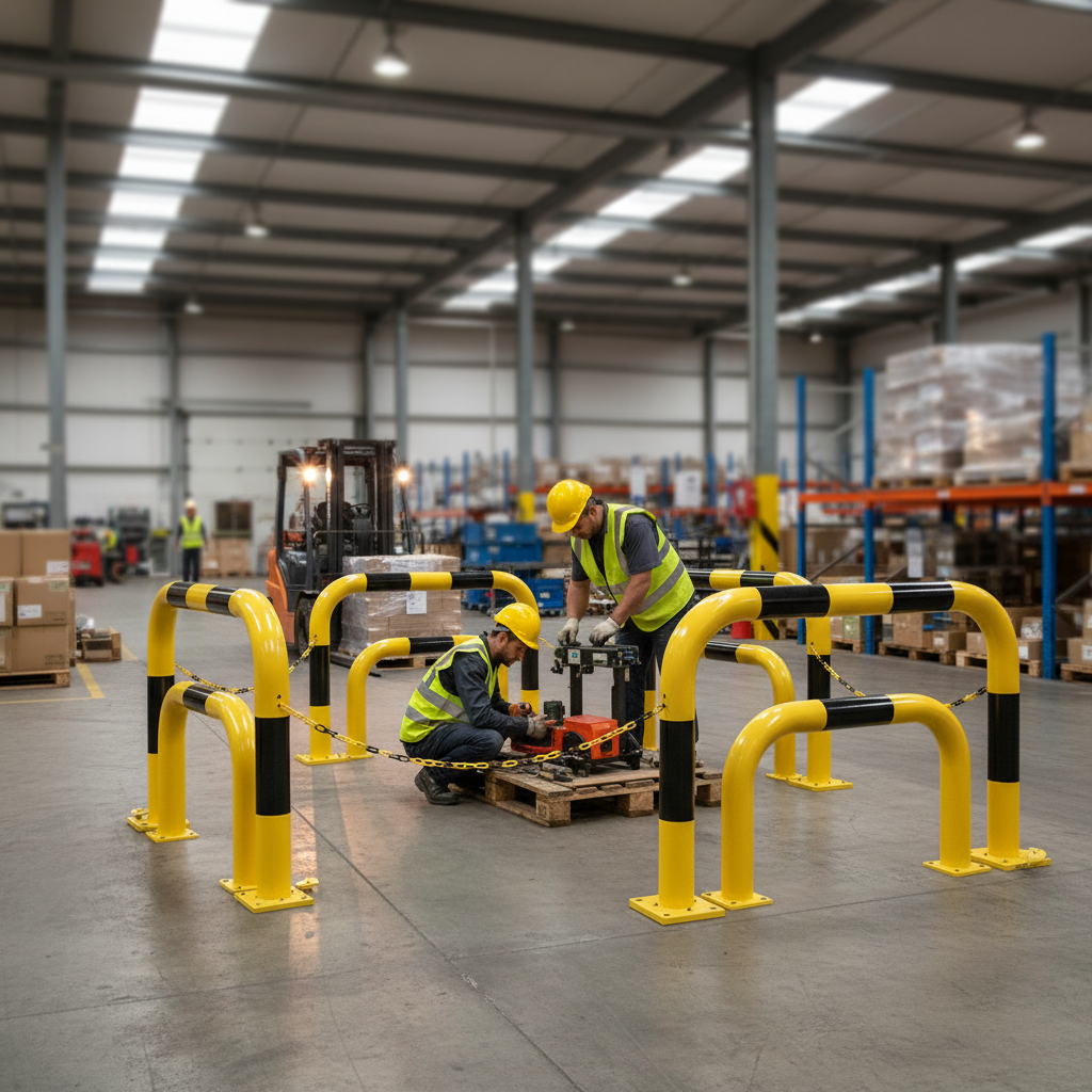 Premium Removable Warehouse Hoop Barrier - Powder Coated Yellow/Black for Easy Access and... - side view | Barriers Co