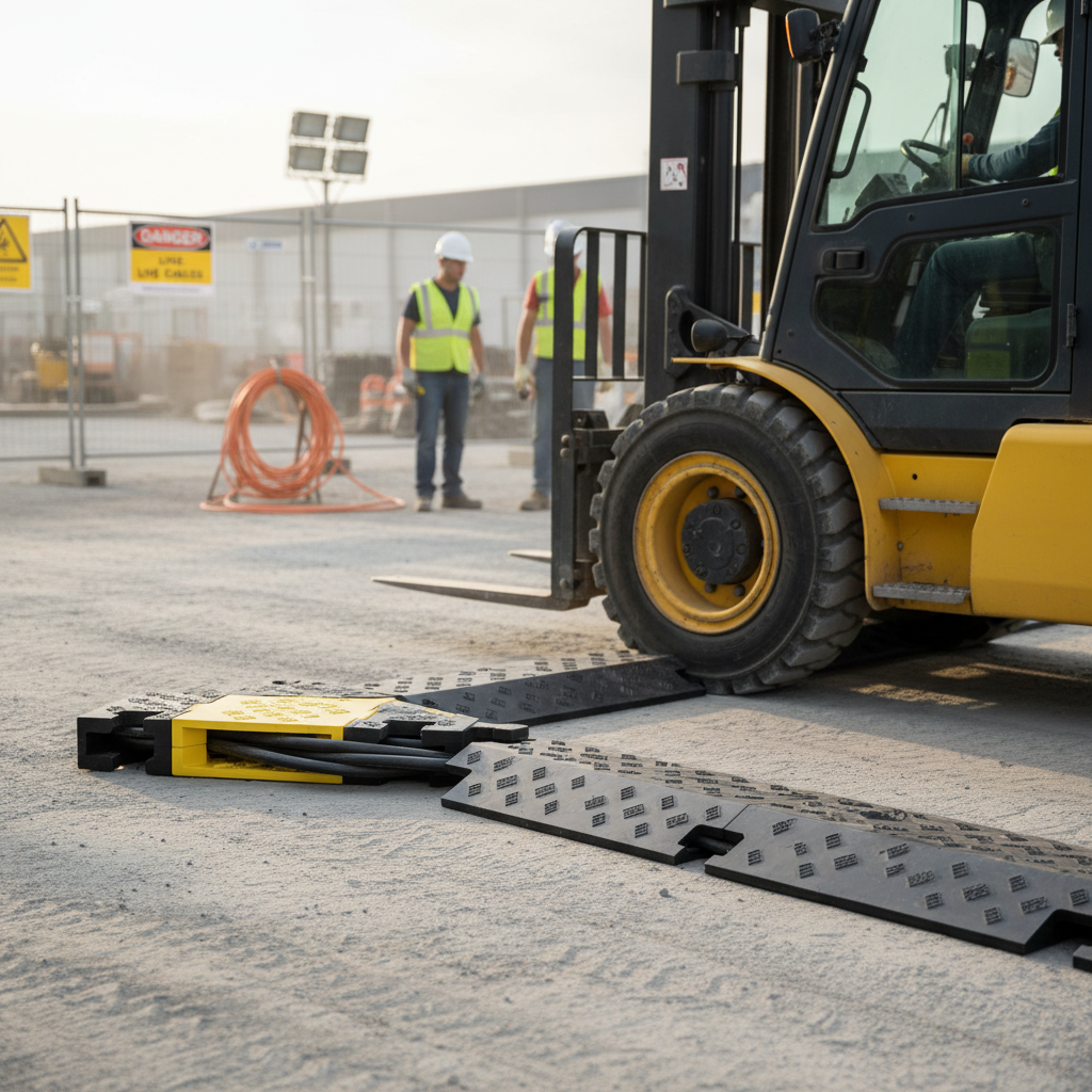 Premium 3 Channel Traffic-Line Cable Protector Ramp with Anti-Slip Lid for HGV and Vehicle Safety