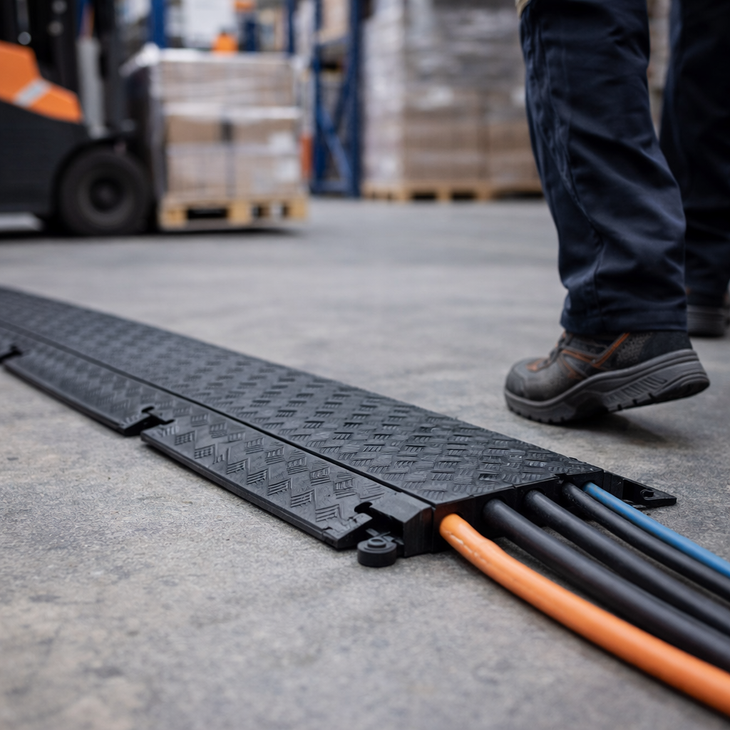 Cable Protector – Black – 6 Channels, 2000kg Capacity – Indoor/Outdoor