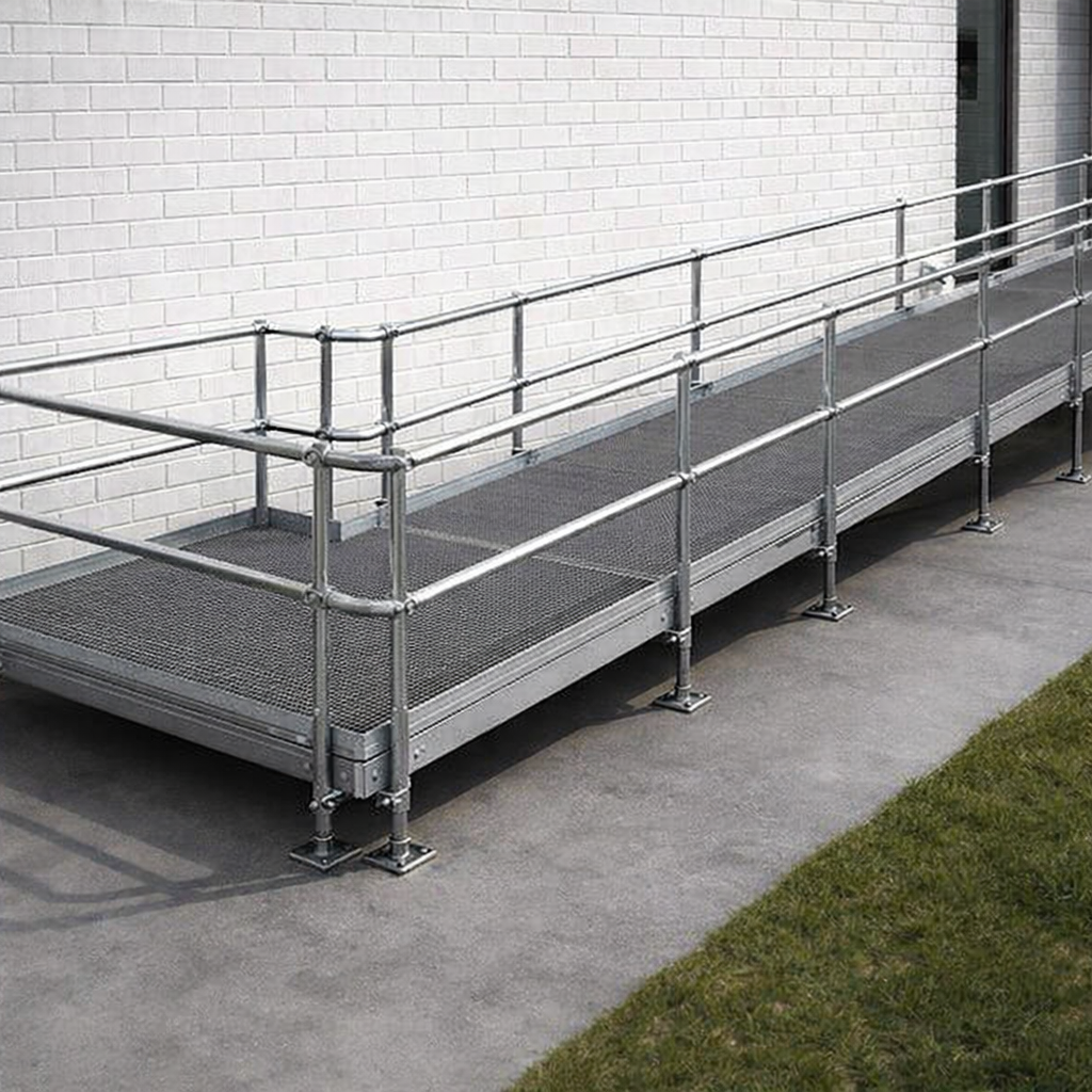 Modular Wheelchair Ramp Kit – 1080mm x 8000mm – Double Handrails – Mobility Access