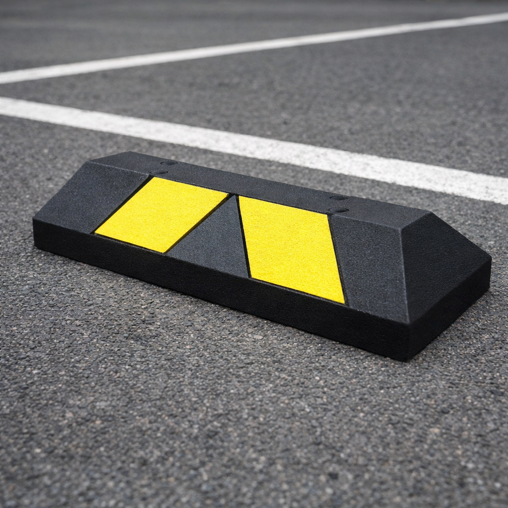 Rubber Wheel Stop – 550mm Black/Yellow – High-Density – Commercial Use