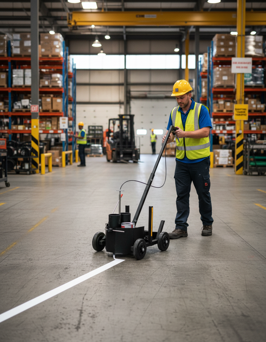Professional Line Marking Cart for Consistent Floor Markings - Easy to Use and Maneuver