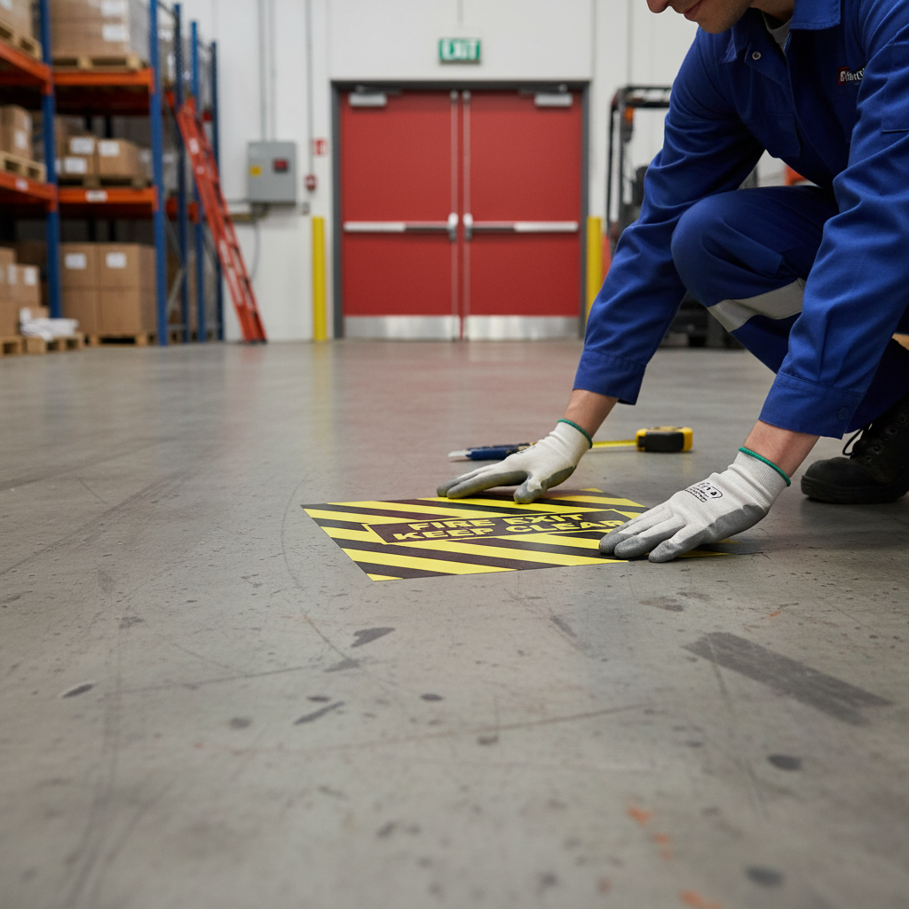 Premium Anti-Slip Fire Exit Marker - One-Piece Adhesive Application fo