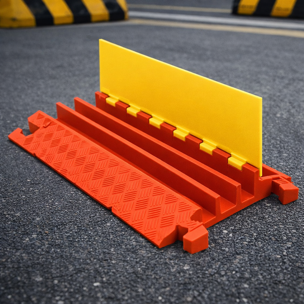 3 Channel Cable Protector – Orange/Yellow – Heavy Duty – Industrial Use