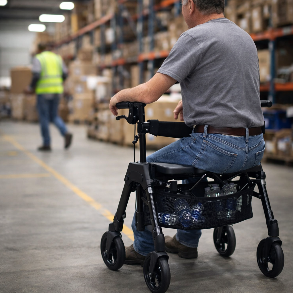 Heavy Duty Rollator – White – 226kg Capacity – Mobility Aid