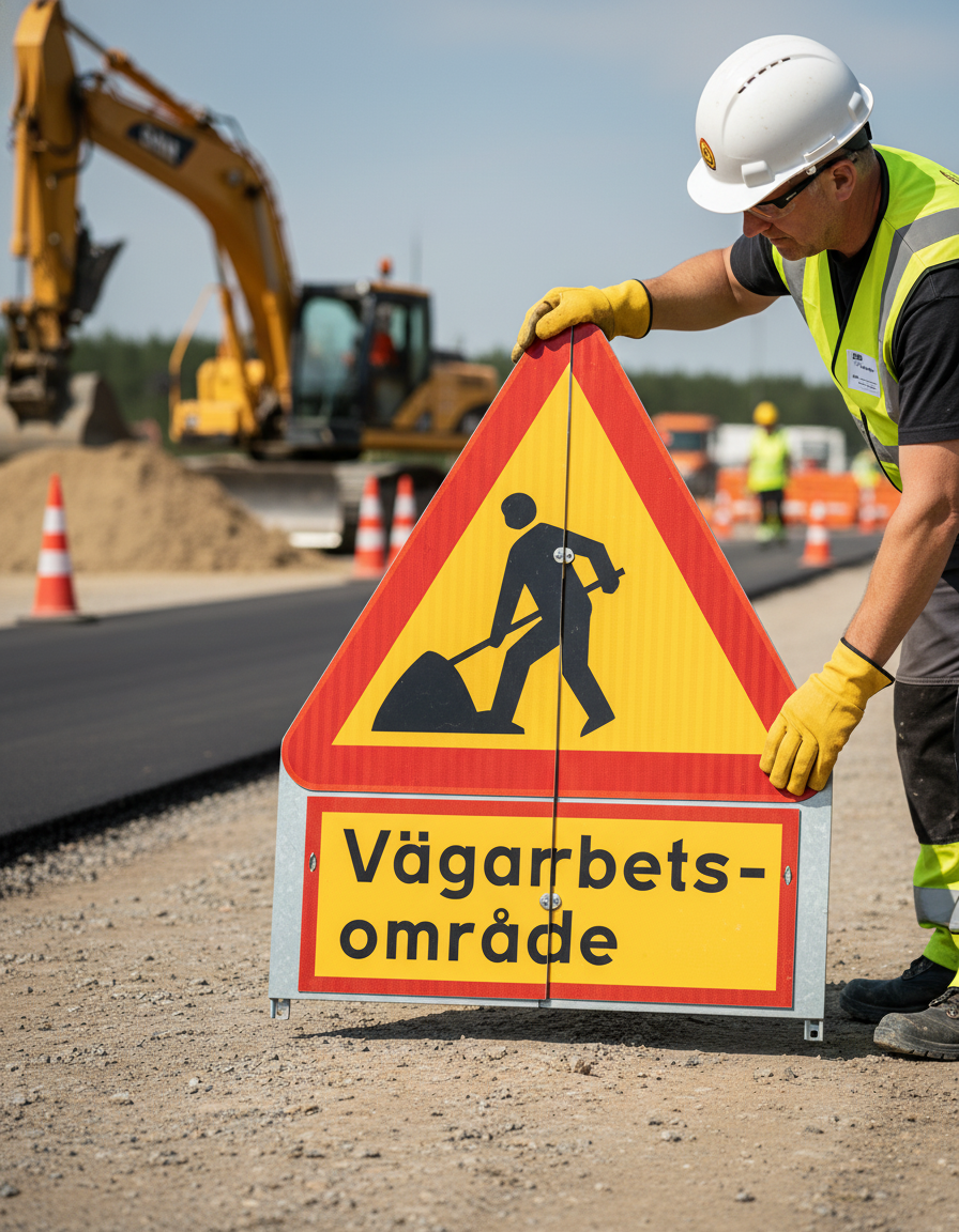 Premium Warning Sign for Road Work Area - Durable Plastic or Metal Construction - High-Quality Professional Grade for Industrial and Commercial App...