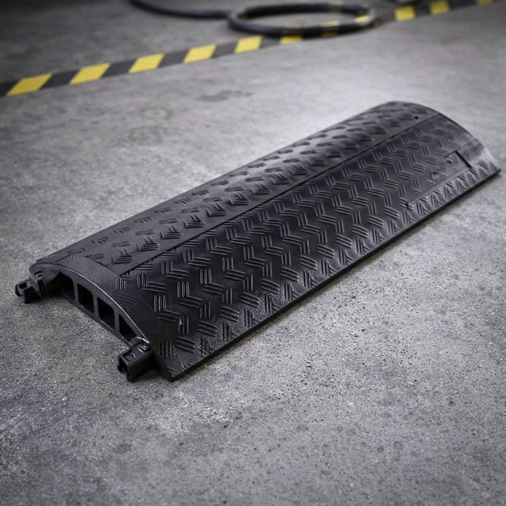 Mini Cable Protector – Black – 3 Channels, 2000kg Capacity – Industrial Use