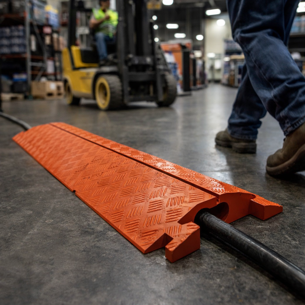 Cable Protector – 1 Channel – Split Top – Orange – Industrial Use