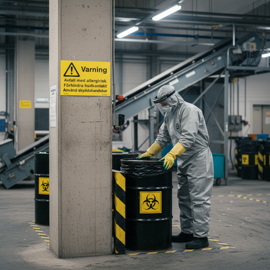 Premium Warning Sign for Allergic Waste - Durable Materials and Sizes for Safety in Public and Industrial Environments