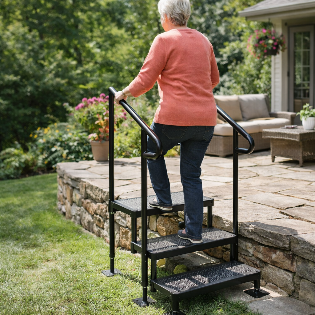 Adjustable Steel Steps – 285mm-360mm – Galvanised – Indoor/Outdoor