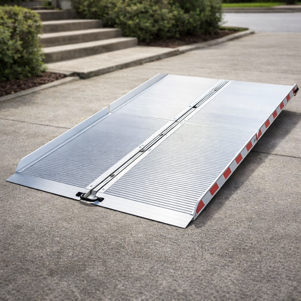 Folding Wheelchair Ramp – Extra Wide 2ft-8ft – 300kg Capacity – Mobility Scooter & Wheelchair Access