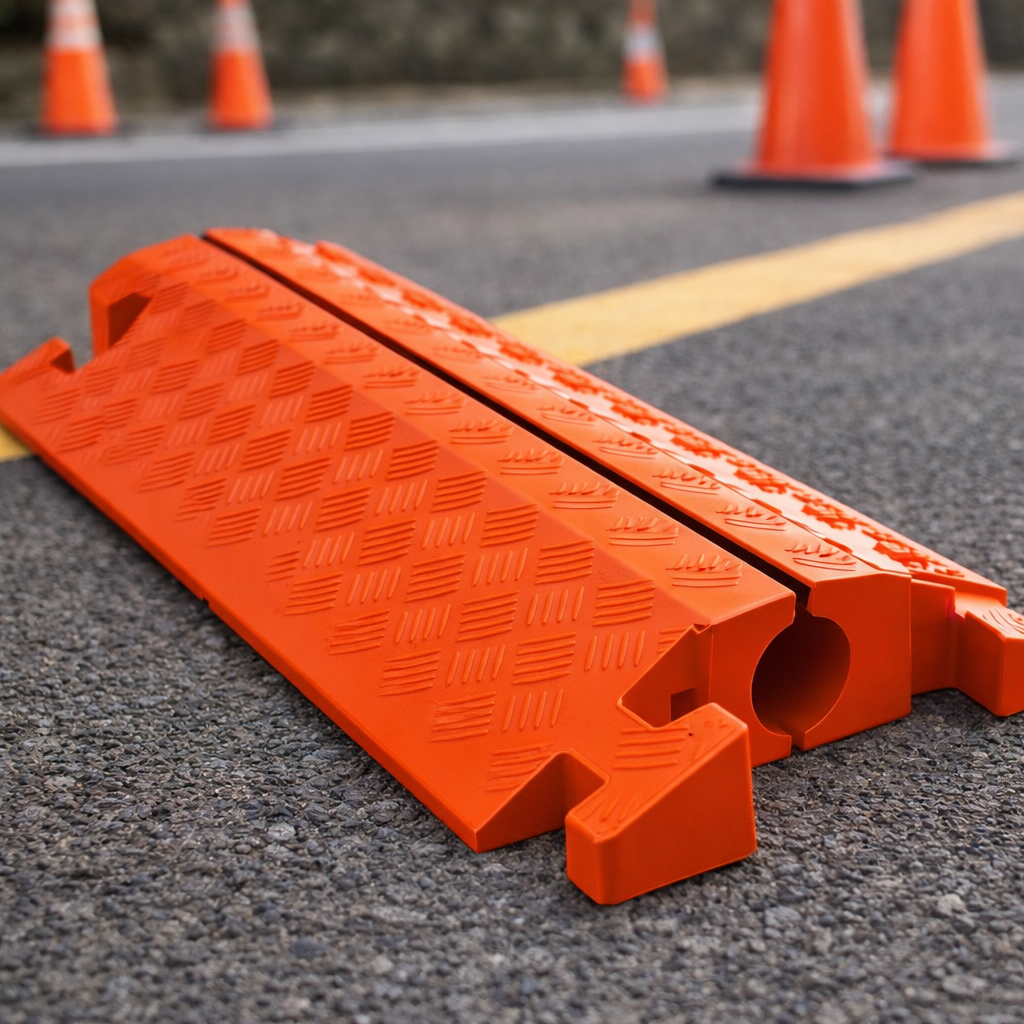 Cable Protector – 1 Channel Split Top 1.25" – Orange – Heavy Duty