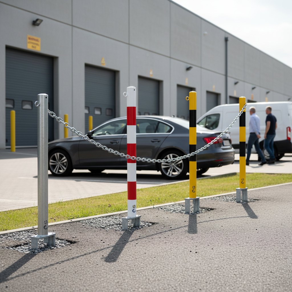 Premium Steel Chain Bollard with Ground Spike - Ø60 mm for Secure Perimeter Marking
