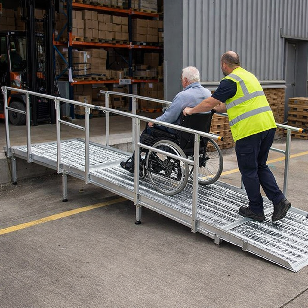 Modular Aluminium Ramp Kit – 1300mm x 4000mm – Handrails – Wheelchair Access