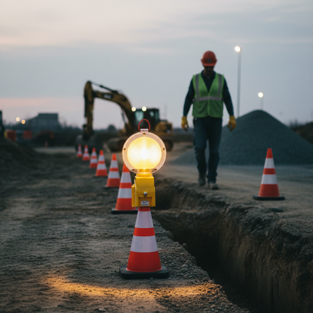 High-Performance Temporary Cone Mounted LED Sign Lamp for Road Work Zones with Long Battery Life and Auto-Switch Feature