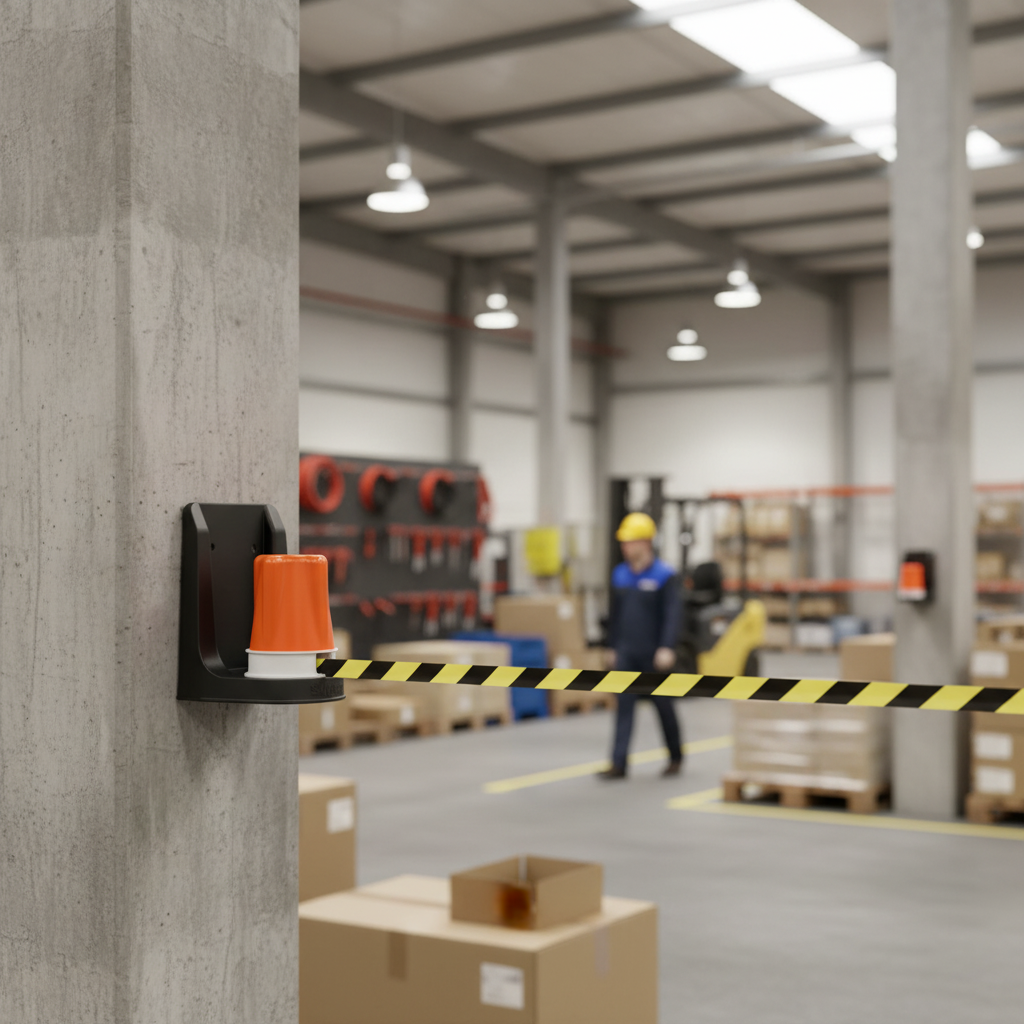 Premium Wall-Mounted Barrier Unit Support Bracket for Retractable Barriers - High Impact... - side view | Barriers Co