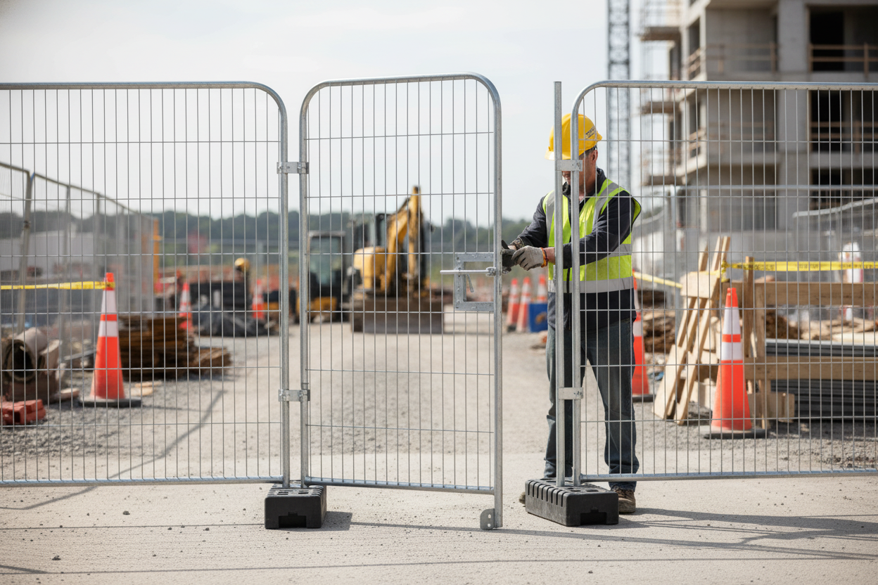 Premium Heavy Duty Pedestrian Gate for Temporary Fencing - 2000 x 1200 mm with Sliding Latch and Easy Operation