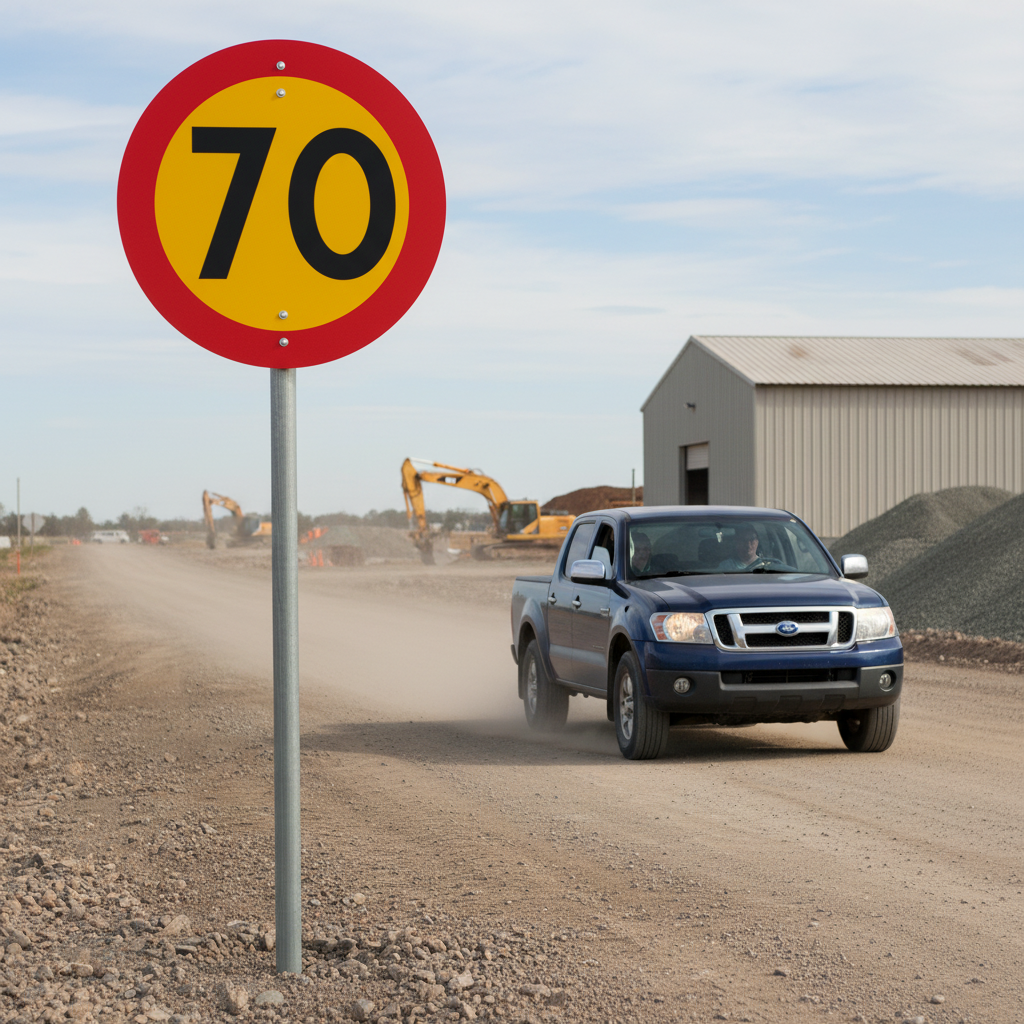 Premium Prohibition Sign - Maximum Speed 70 km/h, Ø 600 mm for Road Safety - High-Quality Professional Grade for Industrial and Commercial Applicat...
