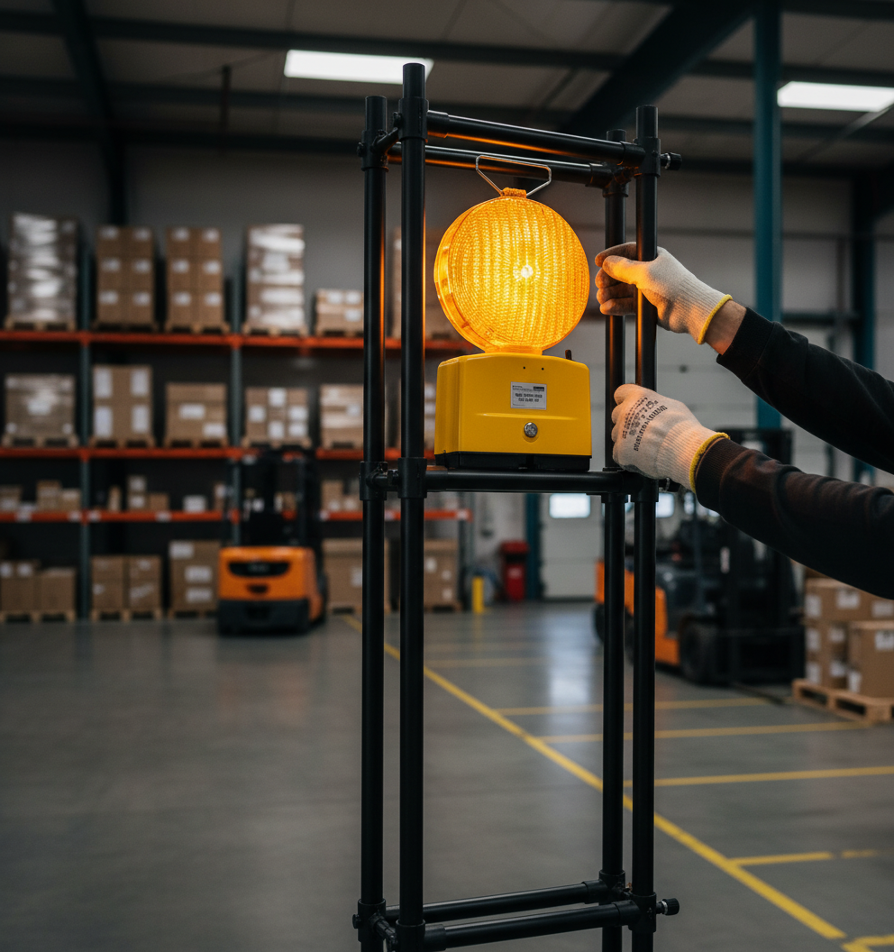 Premium Dual-Sided Flashing LED Warning Lamp for Folding Safety Tent - High Visibility with Long Operating Time and Easy Handling