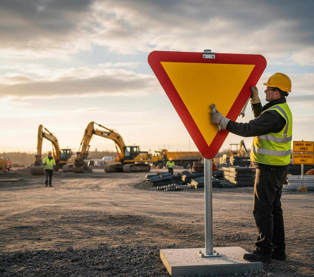 Premium Traffic Sign for Unconditional Yielding Obligation - 90cm Size for Enhanced Road Safety