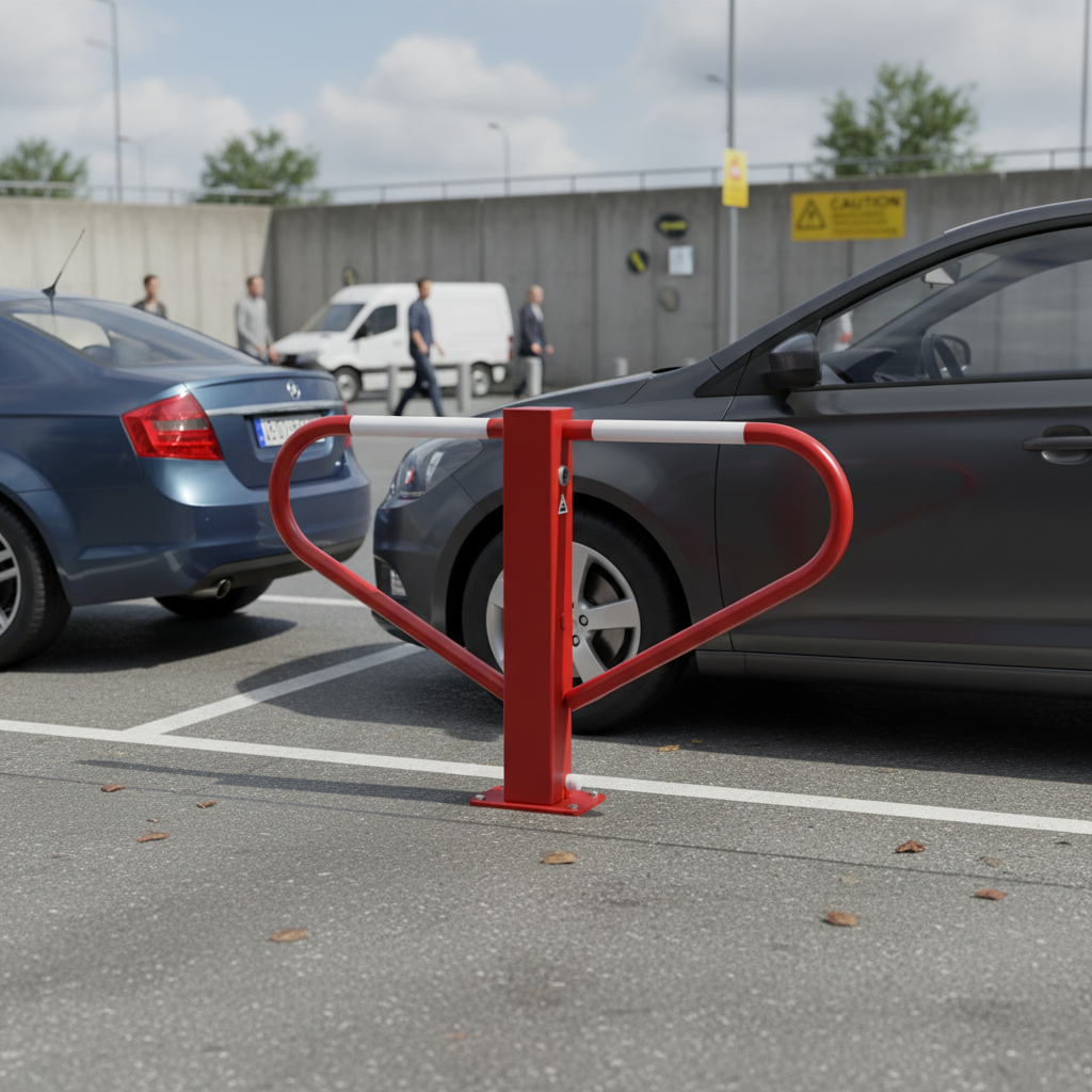 Premium Foldable Car-Park Barrier with Self-Engaging Lock and Triangular Lock for Secure Parking Spaces