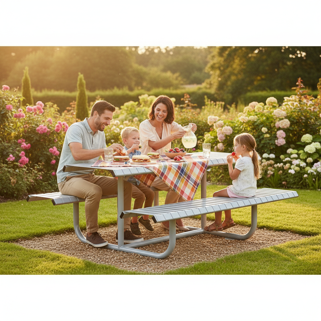 Premium Heavy Duty Picnic Bench 1.8m with Galvanised Steel Frame for Outdoor Durability and... - side view | Barriers Co