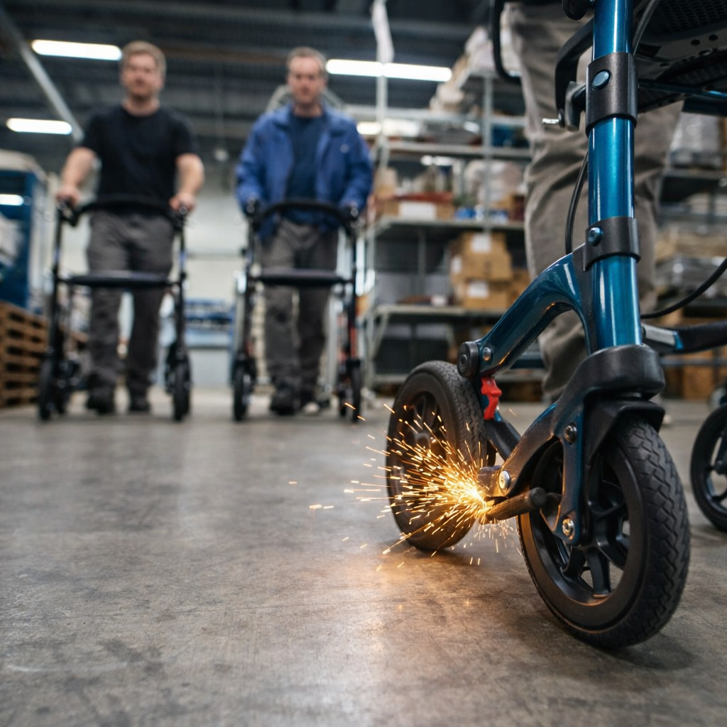 Rollator Grinding Brake – White – Adjustable Control – Mobility Aid