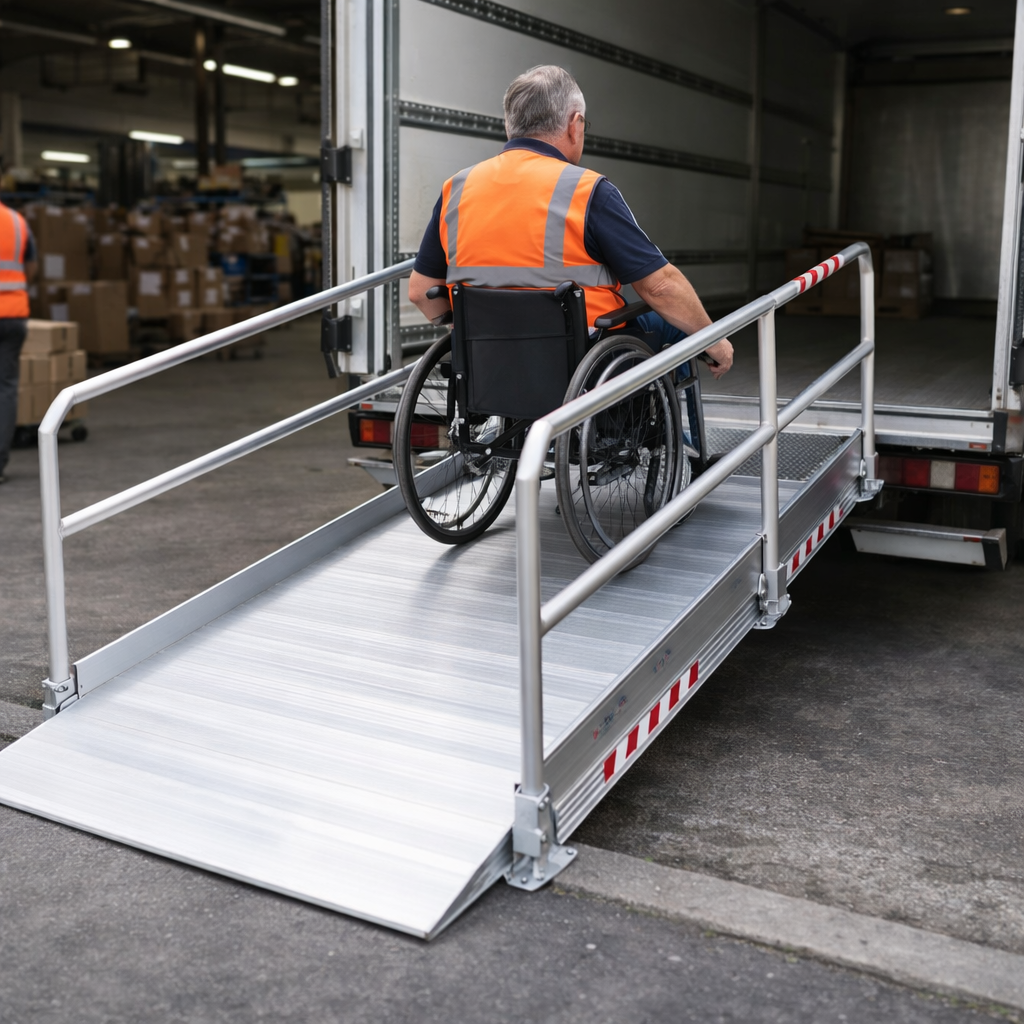 Vehicle Accessible Ramps with Handrails – 2390mm Long x 1000mm Wide – Heavy Duty – Suitable for Vehicles