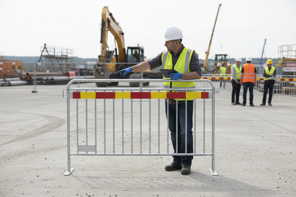 Premium Heavy Duty Crowd Control Barrier 1375mm Height with Reflective Panels for Enhanced Safety in Urban Environments