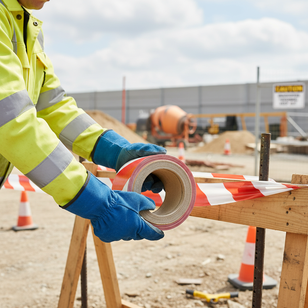 Premium Non-Adhesive Striped Barrier Tape Red & White - 100 Metre Roll for Area Sectioning and Cordoning Off | Barriers Co